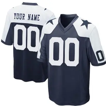 ＃00 Men's Custom Navy Blue Game Dallas Cowboys Throwback Jersey