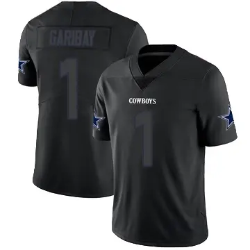＃1 Men's Jonathan Garibay Black Impact Limited Dallas Cowboys Jersey