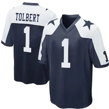 ＃1 Youth Jalen Tolbert Navy Blue Game Dallas Cowboys Throwback Jersey