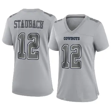 ＃12 Women's Roger Staubach Gray Game Dallas Cowboys Atmosphere Fashion Jersey