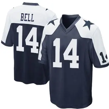 ＃14 Men's Markquese Bell Navy Blue Game Dallas Cowboys Throwback Jersey