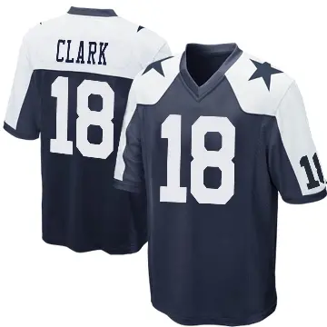 ＃18 Men's Damone Clark Navy Blue Game Dallas Cowboys Throwback Jersey