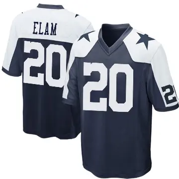 ＃20 Men's Kaiir Elam Navy Blue Game Dallas Cowboys Throwback Jersey
