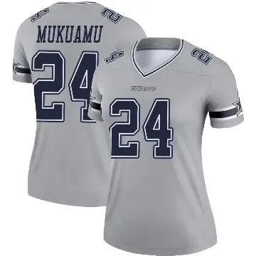 ＃24 Women's Israel Mukuamu Gray Legend Dallas Cowboys Inverted Jersey