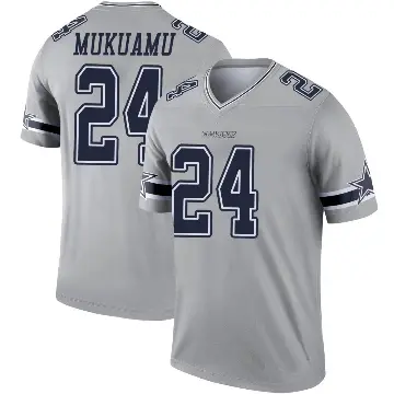 ＃24 Youth Israel Mukuamu Gray Legend Dallas Cowboys Inverted Jersey