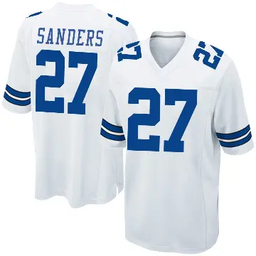 ＃27 Men's Miles Sanders White Game Dallas Cowboys Jersey