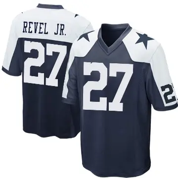 ＃27 Men's Shavon Revel Jr. Navy Blue Game Dallas Cowboys Throwback Jersey