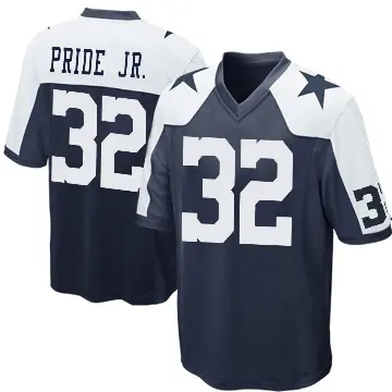 ＃32 Youth Troy Pride Jr. Navy Blue Game Dallas Cowboys Throwback Jersey