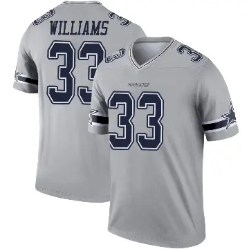 ＃33 Men's Javonte Williams Gray Legend Dallas Cowboys Inverted Jersey