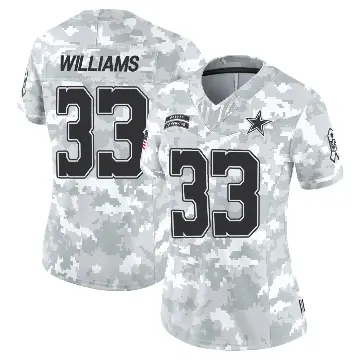 ＃33 Women's Javonte Williams Arctic Camo Limited Dallas Cowboys 2024 Salute to Service Jersey