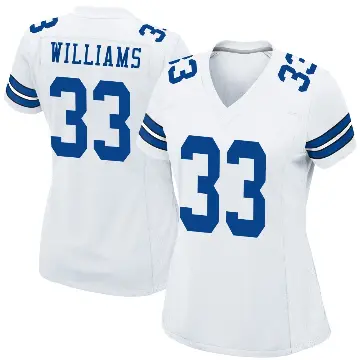 ＃33 Women's Javonte Williams White Game Dallas Cowboys Jersey
