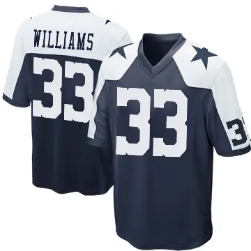 ＃33 Youth Javonte Williams Navy Blue Game Dallas Cowboys Throwback Jersey