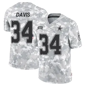＃34 Men's Malik Davis Arctic Camo Limited Dallas Cowboys 2024 Salute to Service Jersey