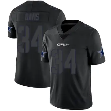 ＃34 Men's Malik Davis Black Impact Limited Dallas Cowboys Jersey