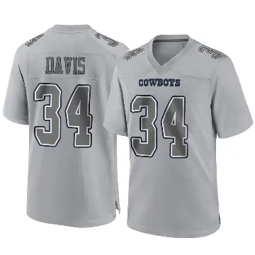 ＃34 Men's Malik Davis Gray Game Dallas Cowboys Atmosphere Fashion Jersey