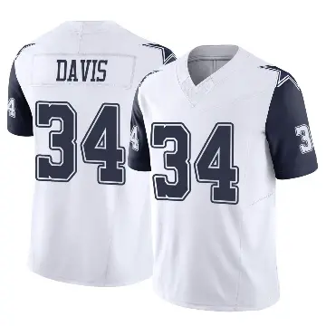 ＃34 Men's Malik Davis White Limited Dallas Cowboys 2nd Alternate Vapor F.U.S.E. Jersey