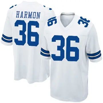 ＃36 Youth Bruce Harmon White Game Dallas Cowboys Jersey