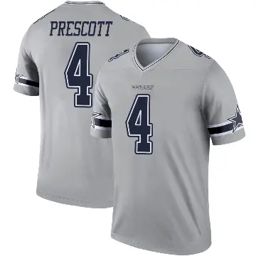 ＃4 Men's Dak Prescott Gray Legend Dallas Cowboys Inverted Jersey