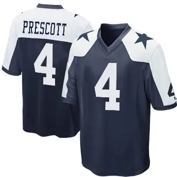 ＃4 Men's Dak Prescott Navy Blue Game Dallas Cowboys Throwback Jersey