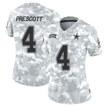＃4 Women's Dak Prescott Arctic Camo Limited Dallas Cowboys 2024 Salute to Service Jersey