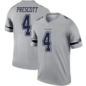 ＃4 Youth Dak Prescott Gray Legend Dallas Cowboys Inverted Jersey