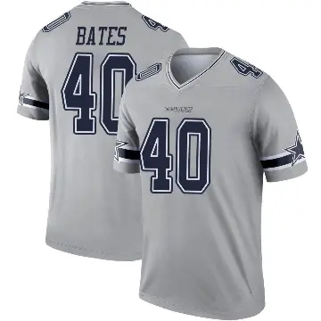 ＃40 Youth Bill Bates Gray Legend Dallas Cowboys Inverted Jersey
