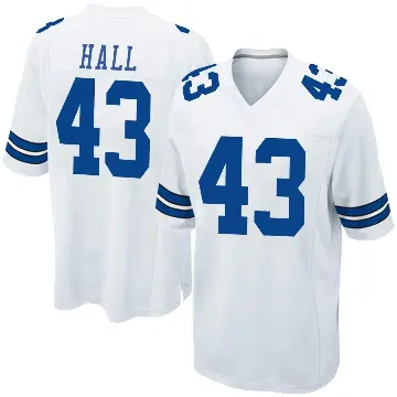 ＃43 Men's Kemon Hall White Game Dallas Cowboys Jersey