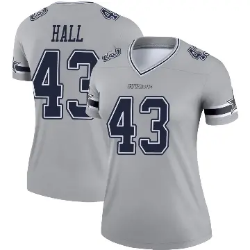 ＃43 Women's Kemon Hall Gray Legend Dallas Cowboys Inverted Jersey