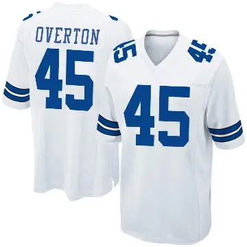 ＃45 Men's Matt Overton White Game Dallas Cowboys Jersey