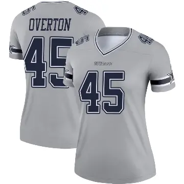 ＃45 Women's Matt Overton Gray Legend Dallas Cowboys Inverted Jersey