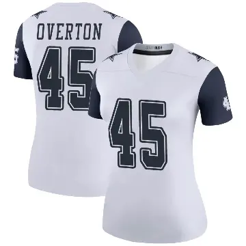 ＃45 Women's Matt Overton White Legend Dallas Cowboys Color Rush Jersey