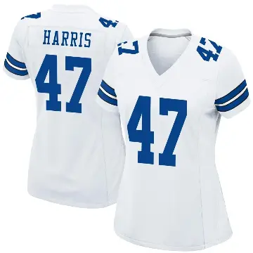 ＃47 Women's Darius Harris White Game Dallas Cowboys Jersey