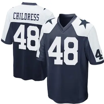 ＃48 Men's Zion Childress Navy Blue Game Dallas Cowboys Throwback Jersey