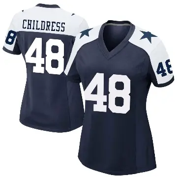 ＃48 Women's Zion Childress Navy Game Dallas Cowboys Alternate Jersey