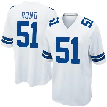 ＃51 Men's Devante Bond White Game Dallas Cowboys Jersey