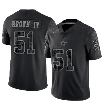 ＃51 Men's Earnest Brown IV Black Limited Dallas Cowboys Reflective Jersey