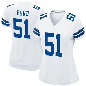 ＃51 Women's Devante Bond White Game Dallas Cowboys Jersey