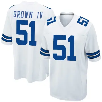 ＃51 Youth Earnest Brown IV White Game Dallas Cowboys Jersey