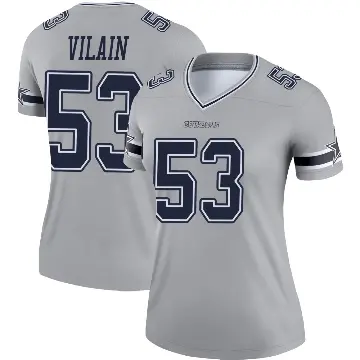 ＃53 Women's Luiji Vilain Gray Legend Dallas Cowboys Inverted Jersey