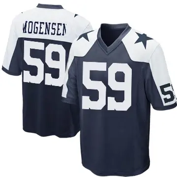 ＃59 Men's Brock Mogensen Navy Blue Game Dallas Cowboys Throwback Jersey