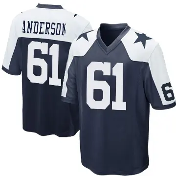 ＃61 Men's Jack Anderson Navy Blue Game Dallas Cowboys Throwback Jersey