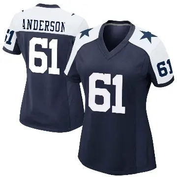 ＃61 Women's Jack Anderson Navy Game Dallas Cowboys Alternate Jersey