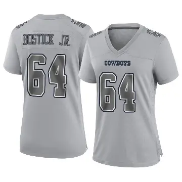 ＃64 Women's Earl Bostick Jr. Gray Game Dallas Cowboys Atmosphere Fashion Jersey