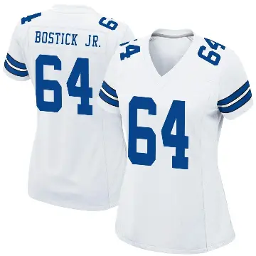 ＃64 Women's Earl Bostick Jr. White Game Dallas Cowboys Jersey