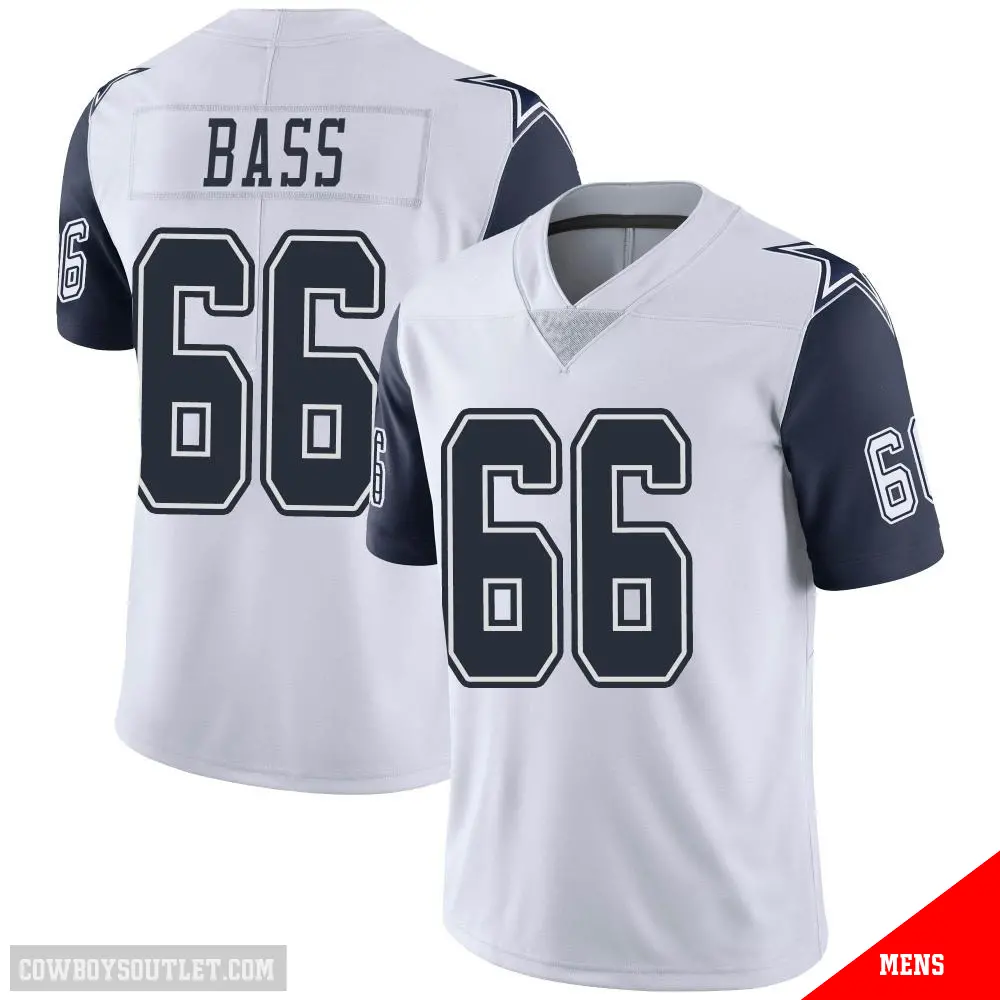 ＃66 Men's T.J. Bass White Limited Dallas Cowboys Color Rush Vapor Untouchable Jersey