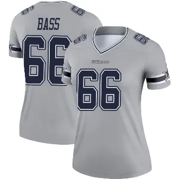 ＃66 Women's T.J. Bass Gray Legend Dallas Cowboys Inverted Jersey