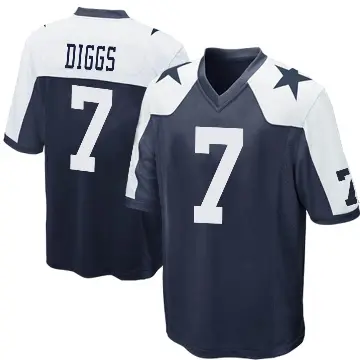 ＃7 Men's Trevon Diggs Navy Blue Game Dallas Cowboys Throwback Jersey