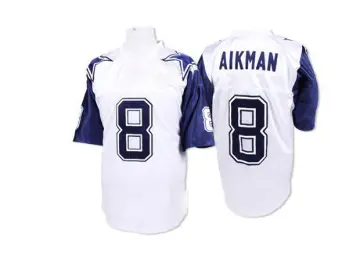 ＃8 Men's Troy Aikman White Authentic Dallas Cowboys Mitchell And Ness 75TH Patch Throwback Jersey