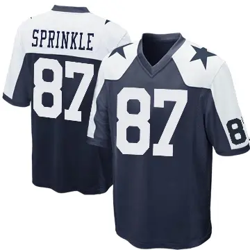 ＃87 Men's Jeremy Sprinkle Navy Blue Game Dallas Cowboys Throwback Jersey