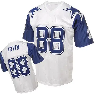 ＃88 Men's Michael Irvin White Authentic Dallas Cowboys Mitchell And Ness 75TH Patch Throwback Jersey